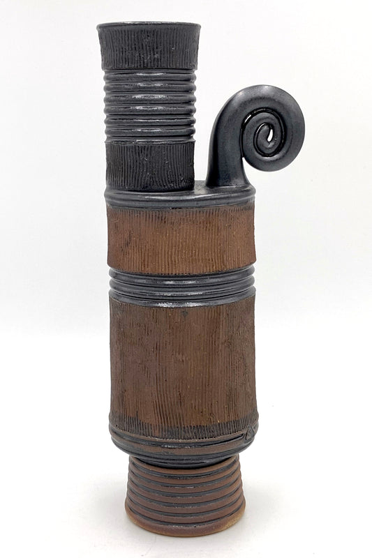 Tall Wood-fired Black Vase