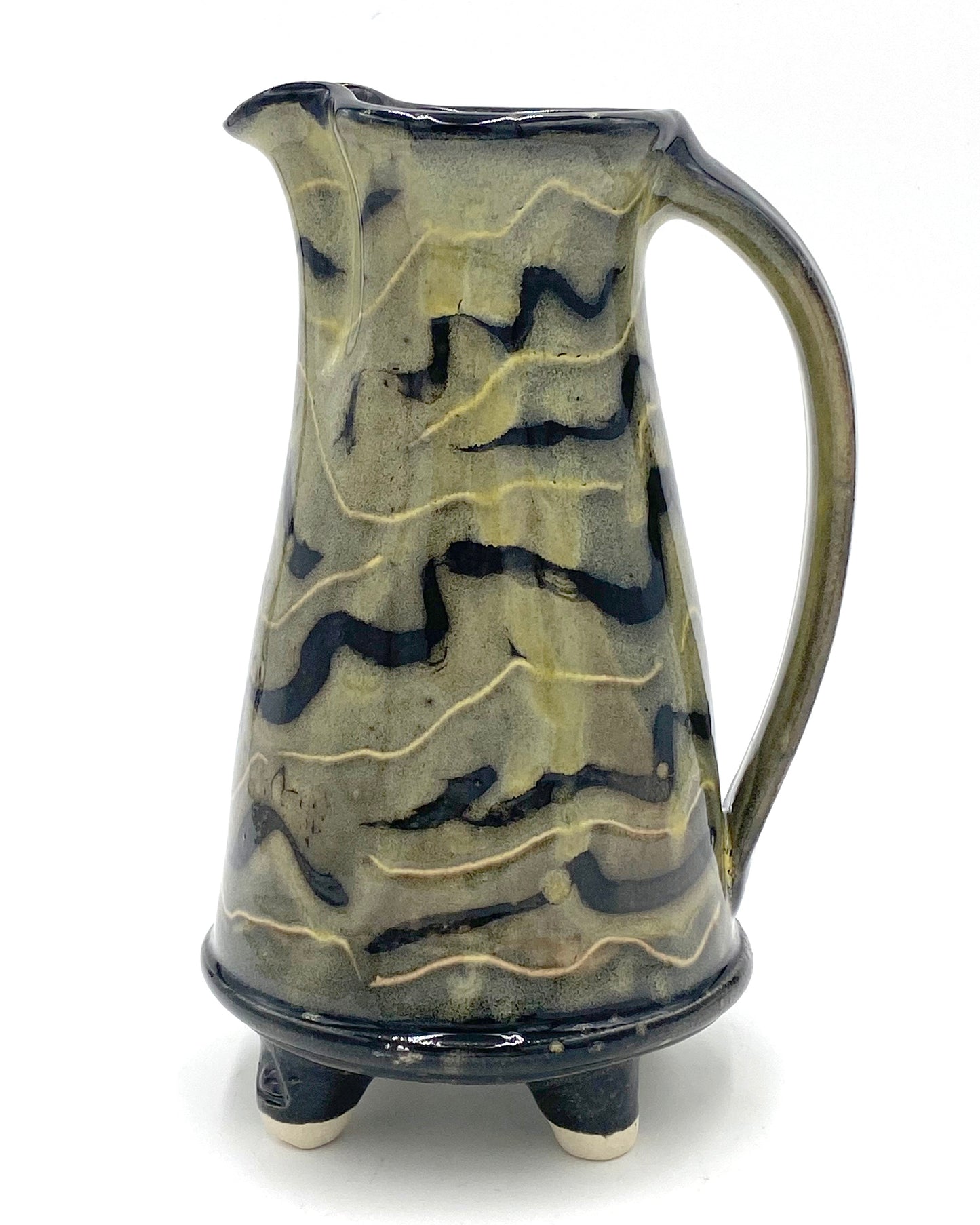 Large Yellow & Black Squiggle Pitcher