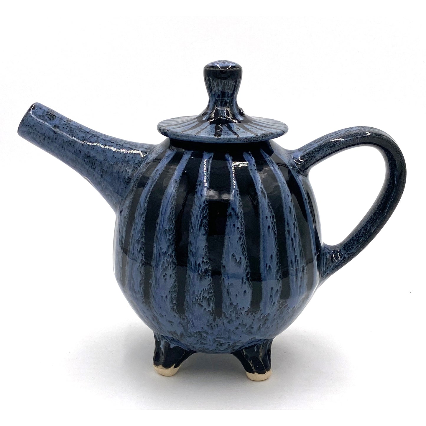 BlueBlack Striped Teapot