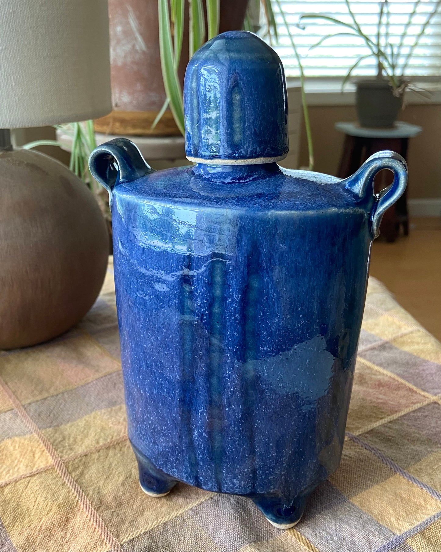 Electric Blue Whiskey Flask