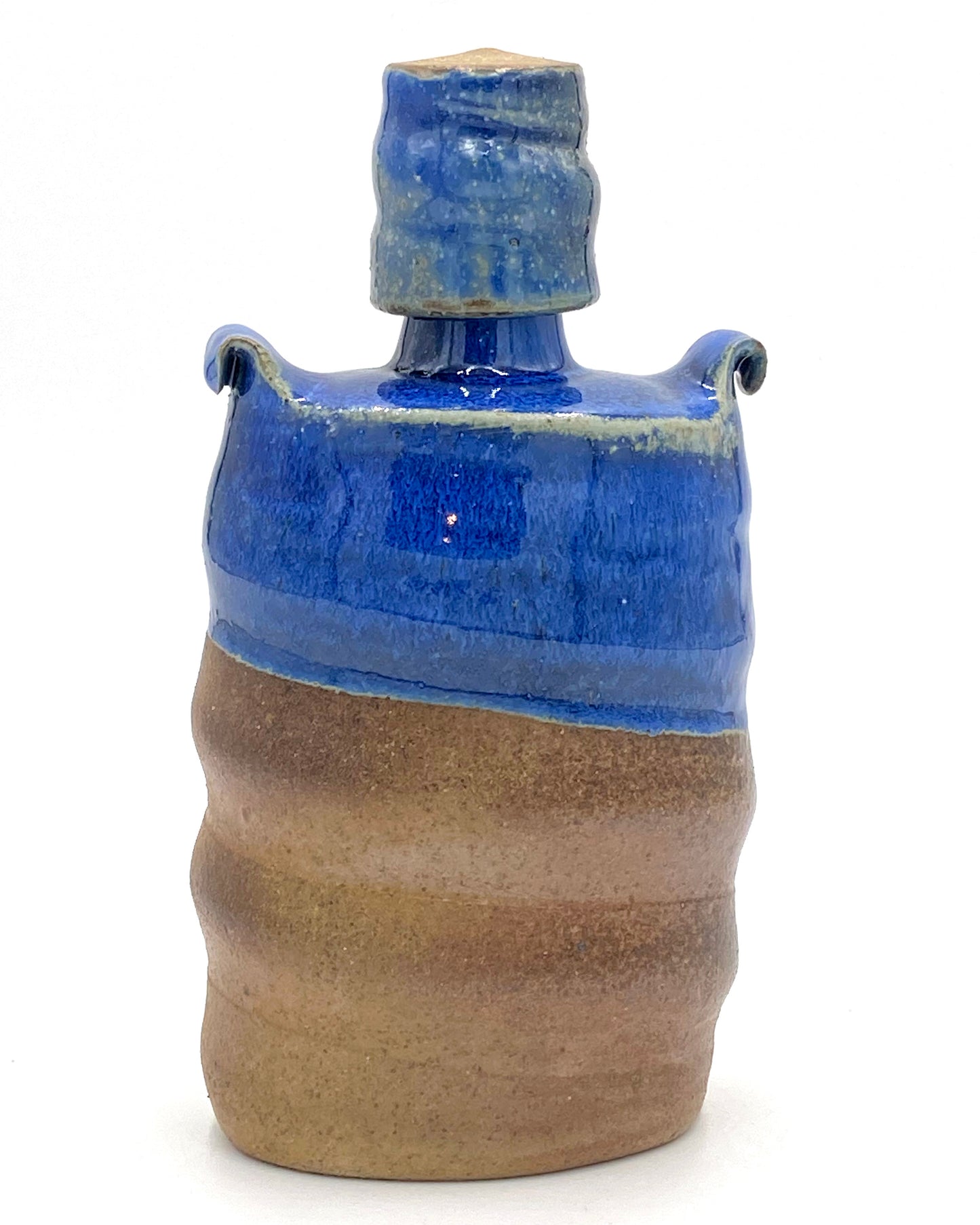 Blue Top Whiskey Flask