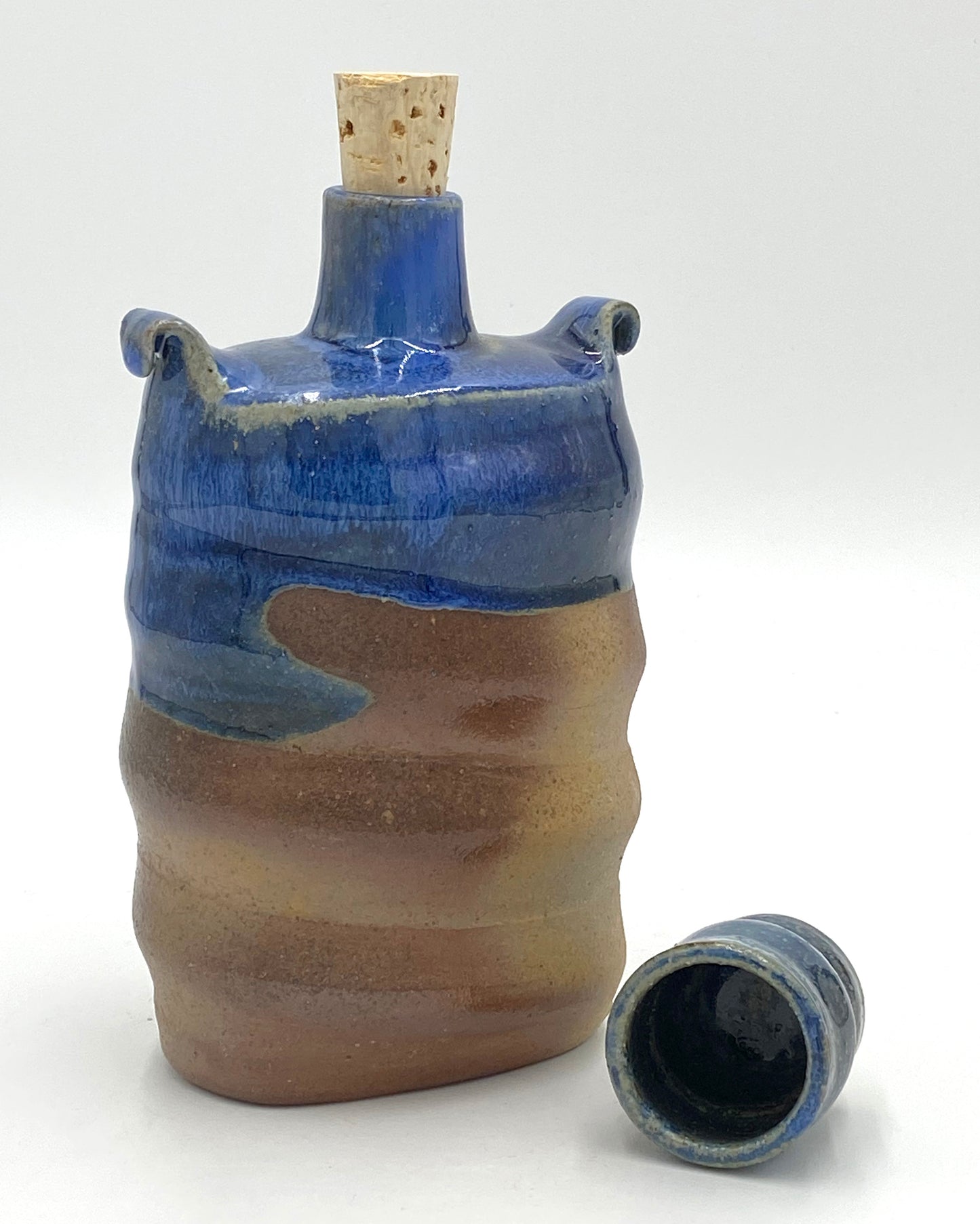 Blue Top Whiskey Flask