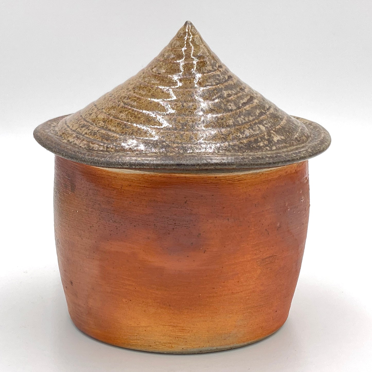Oval Covered Jar with Shino Lid