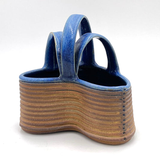 Blue Wood-fired Basket with 3 Straps