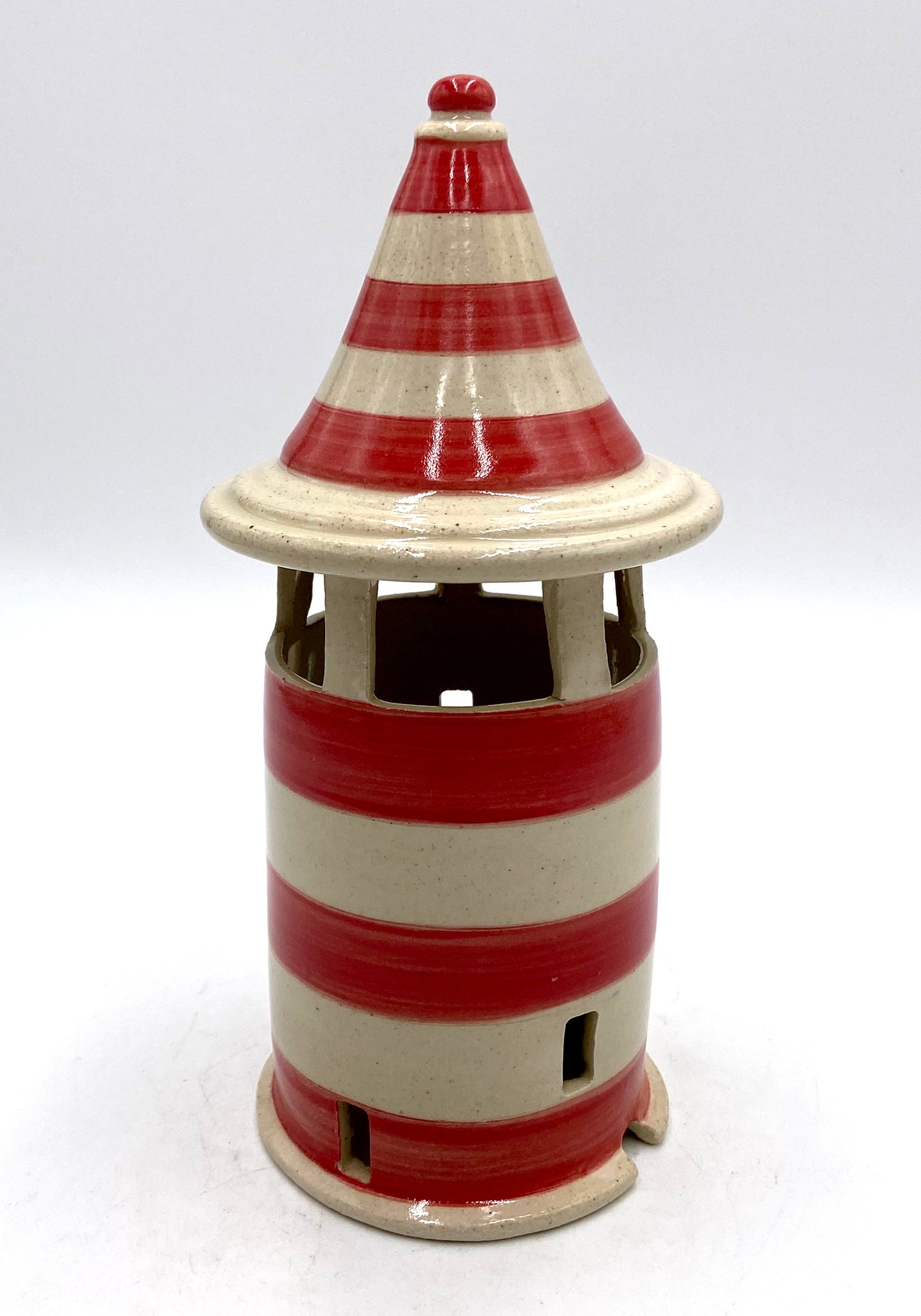 Red and White Striped Lighthouse Luminary
