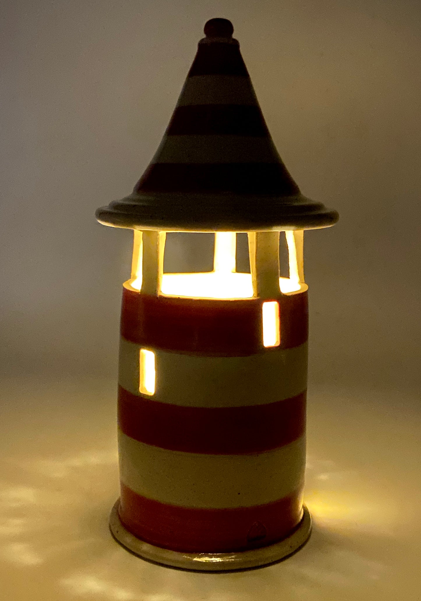 Red and White Striped Lighthouse Luminary