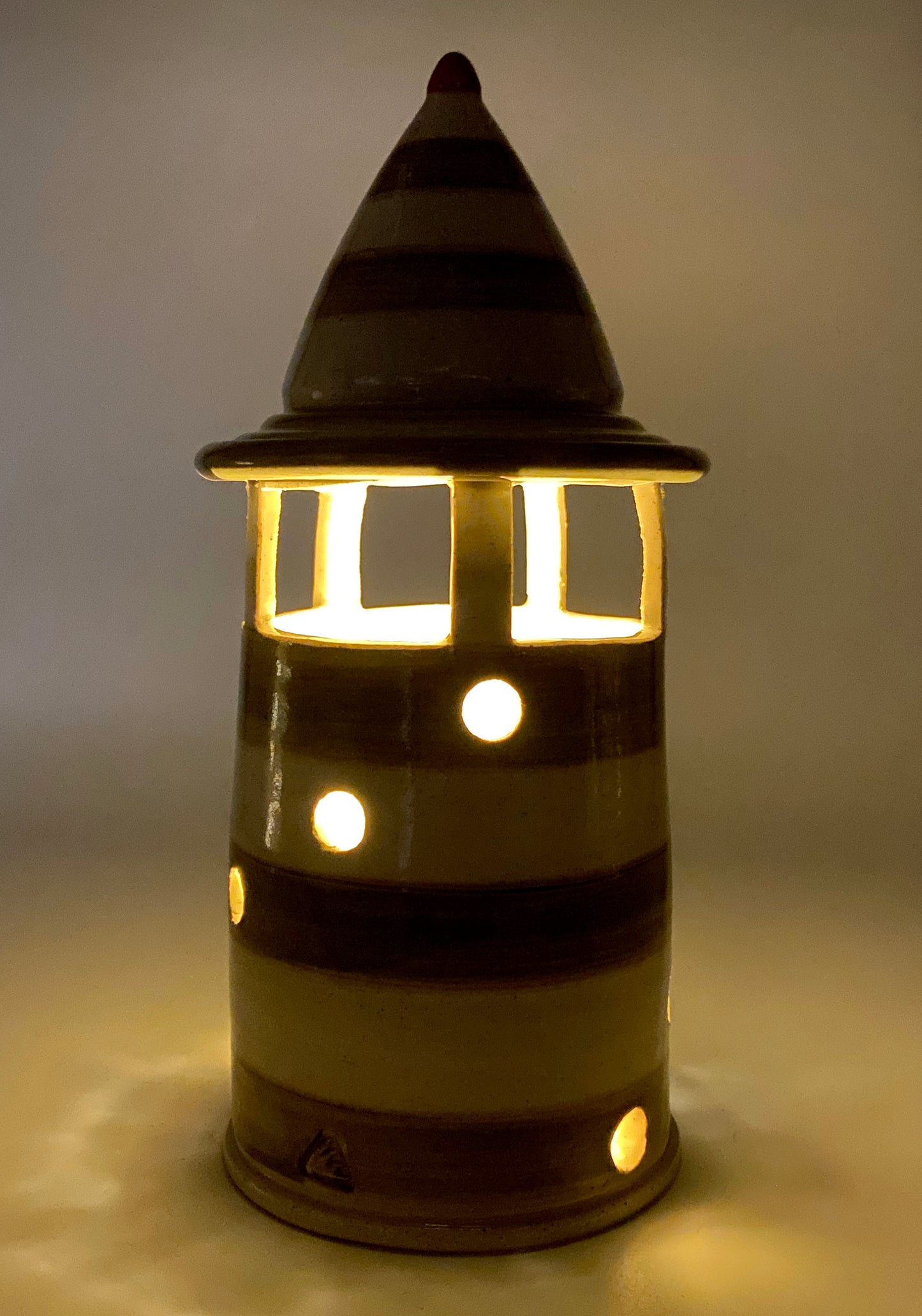 Green and White Lighthouse Luminary