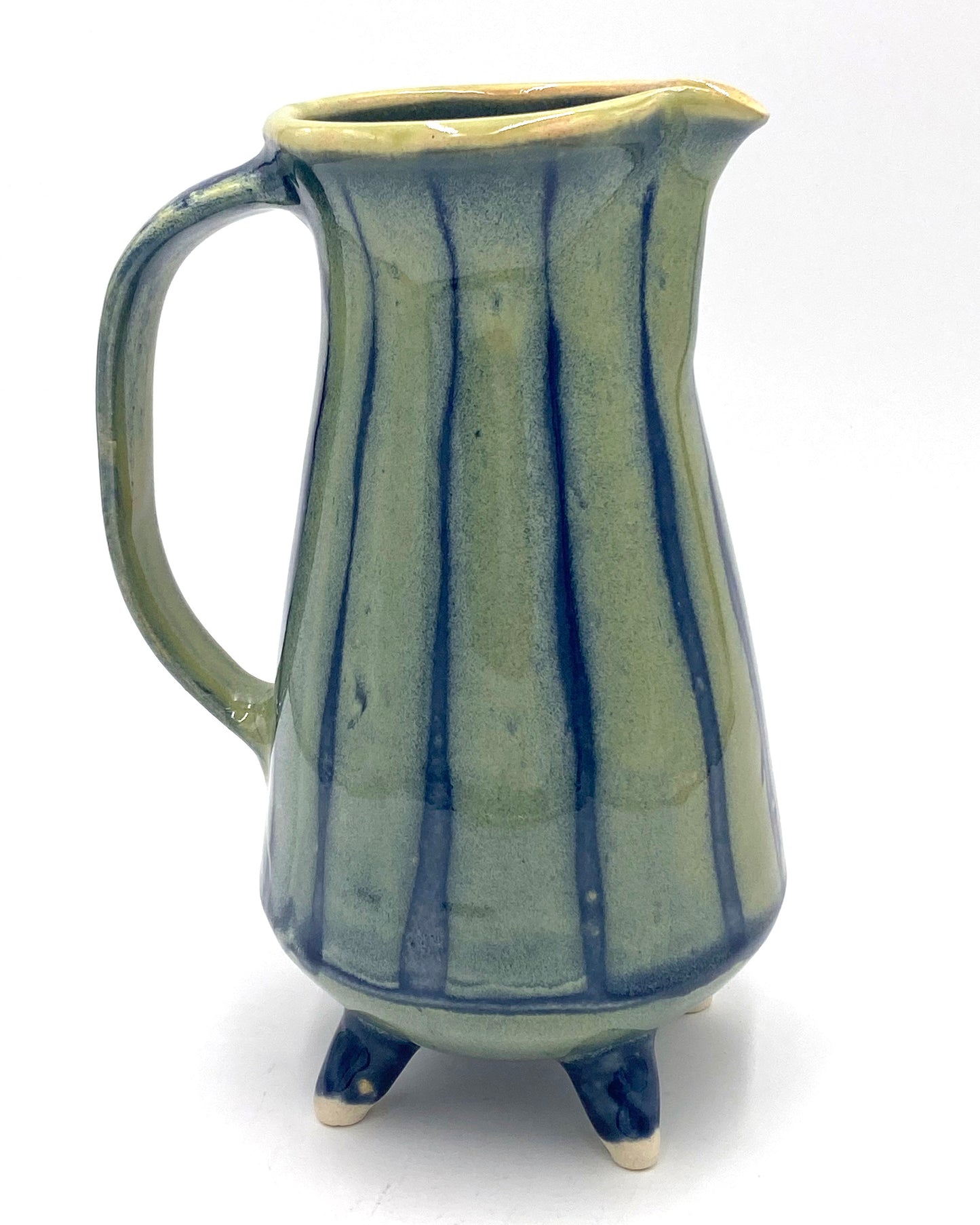Large Walking Pitcher in Jade and Blue Stripes