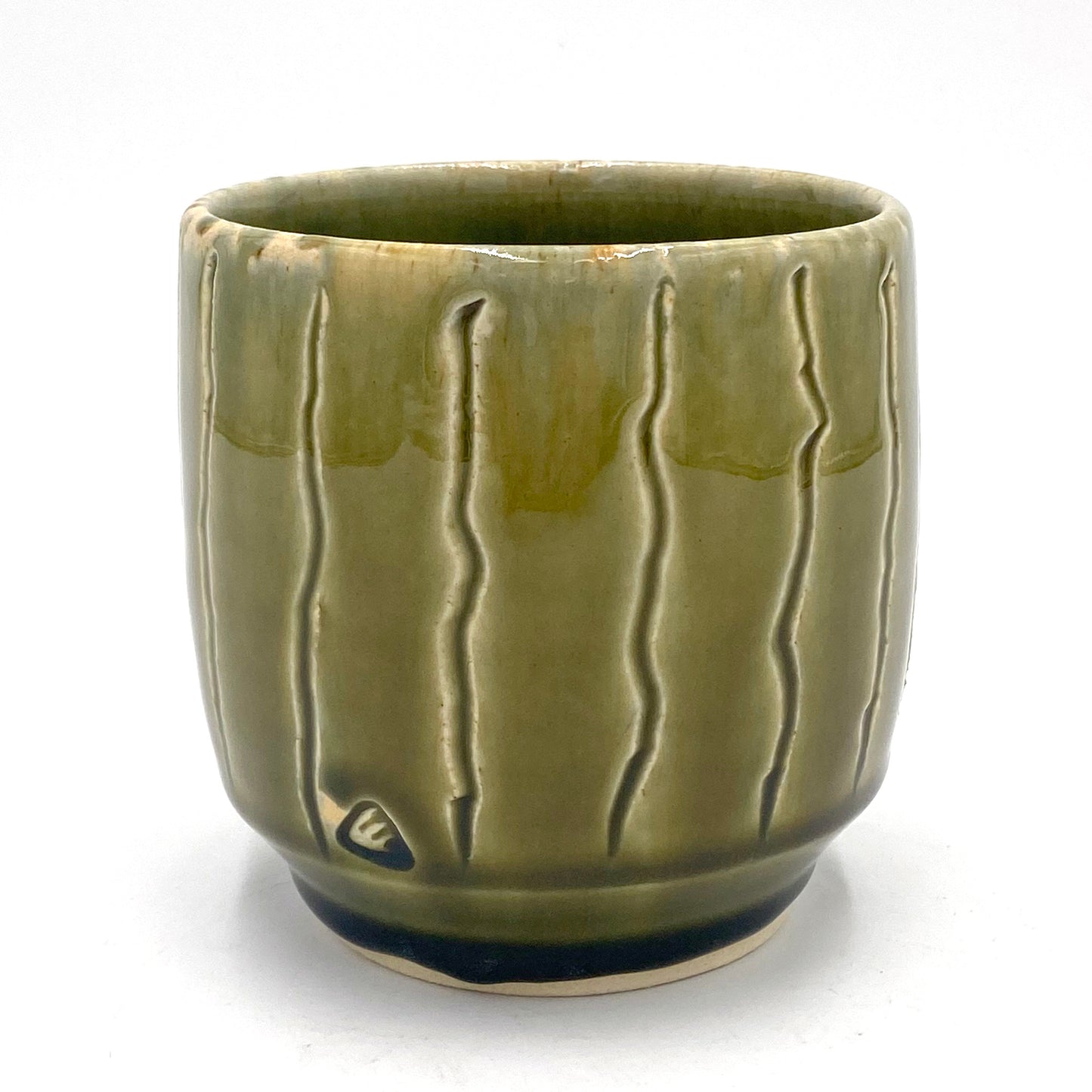 Olive Green Carved Cup
