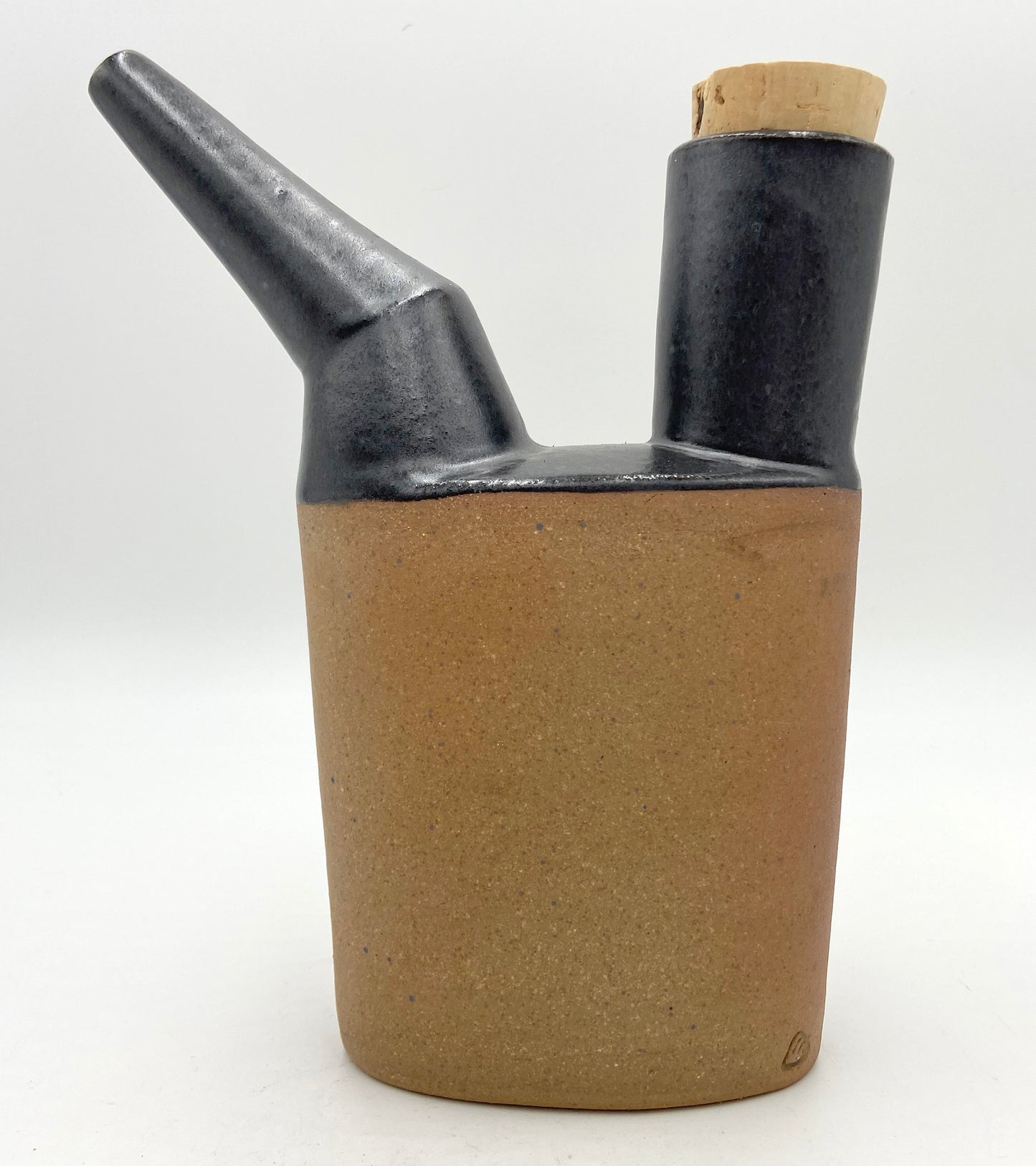 Wood-fired Spouted Flask in Black