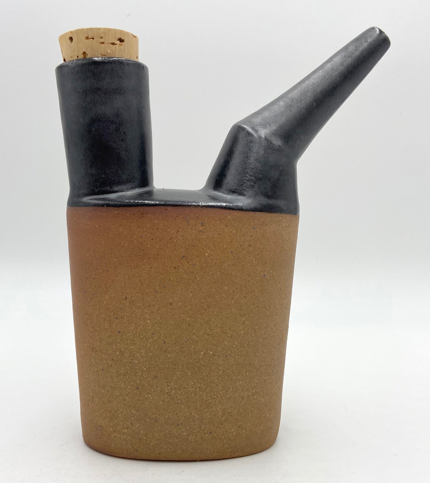 Wood-fired Spouted Flask in Black