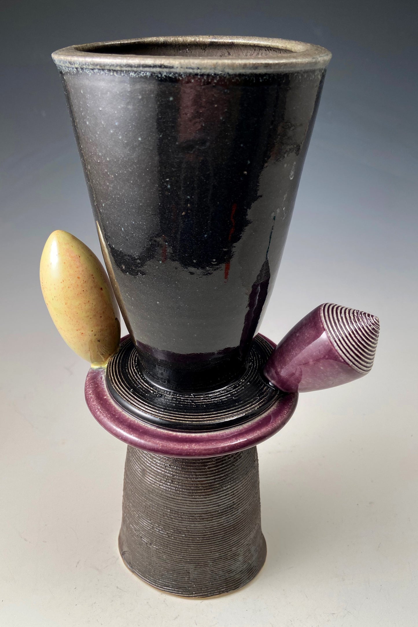 Vase w Purple Cone, Jade Football